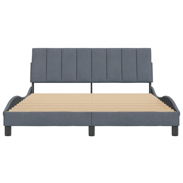 vidaXL Bed Frame without Mattress "Hanko" Dark Grey 152x203 cm Queen Velvet