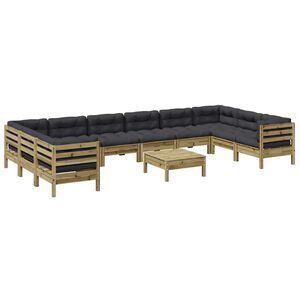 vidaXL 11 Piece Garden Sofa Set with Cushions Impregnated Wood&nbsp;Pine