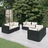 vidaXL 6 Piece Garden Lounge Set with Cushions Poly Rattan Black