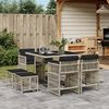 vidaXL 9 Piece Garden Dining Set with Cushions Light Grey Poly Rattan