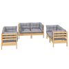 vidaXL 6 Piece Garden Lounge Set with Grey Cushions Solid Pinewood