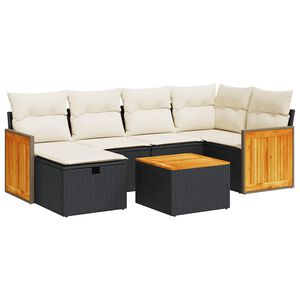 vidaXL 6 Piece Garden Sofa Set with Cushions Black Poly Rattan