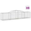 vidaXL Arched Gabion Baskets 8 pcs 300x50x60/80 cm Galvanised Iron