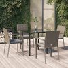 vidaXL 5 Piece Garden Dining Set with Cushions Black and Grey Poly Rattan