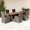 vidaXL 7 Piece Garden Dining Set with Cushions Grey Poly Rattan