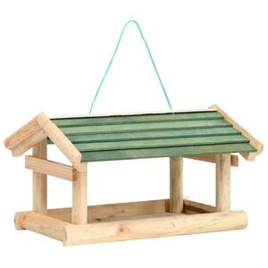 vidaXL Bird Feeder | Wood and green | Solid fir wood | 35 x 29.5 x 21 cm