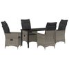 vidaXL Garden Dining Set with Cushion 5 pcs Grey Poly Rattan