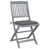 vidaXL Folding Outdoor Chairs 4 pcs with Cushions Solid Acacia Wood