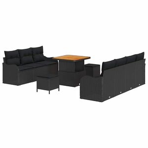 vidaXL Garden Sofa Set with Cushion with Storage 10 pcs Black