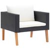 vidaXL Single Garden Sofa with Cushions Poly Rattan Black
