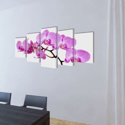 Canvas Wall Print Set Orchid 100 x 50 cm
