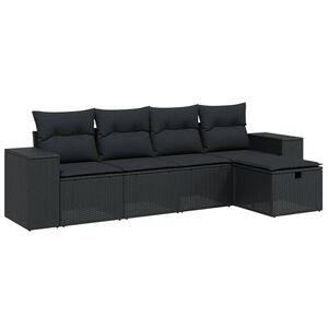 vidaXL 5 Piece Garden Sofa Set with Cushions Grey Poly Rattan