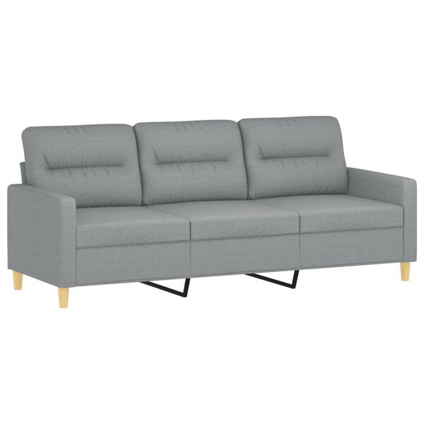 vidaXL 3 Piece Sofa Set with Pillows Light Grey Fabric
