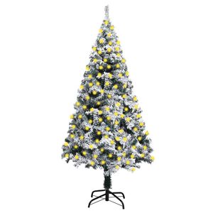 vidaXL Artificial Pre-lit Christmas Tree with Flocked Snow Green 240cm