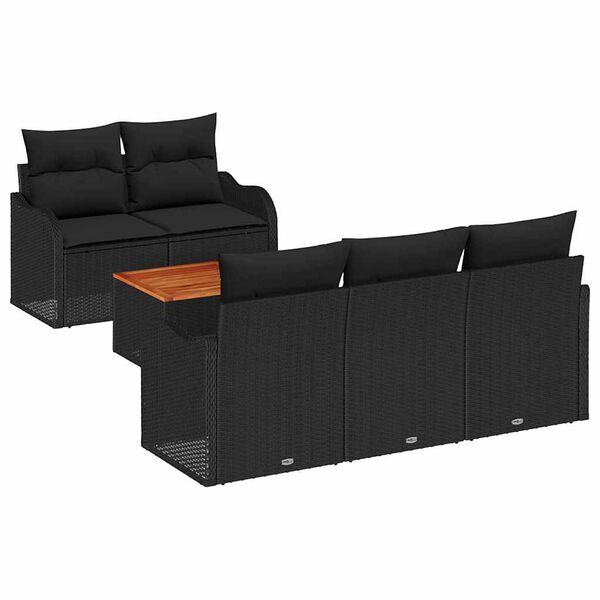 vidaXL Garden Sofa Set with Cushion with Storage Manual 6 pcs Black
