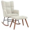 vidaXL Rocking Chair with a Stool Cream White Velvet