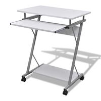 vidaXL Compact Computer Desk with Pull-out Keyboard Tray White