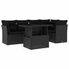 vidaXL 6 Piece Garden Sofa Set with Cushions Black Poly Rattan