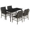 vidaXL 5 Piece Garden Dining Set with Cushions Grey Poly Rattan