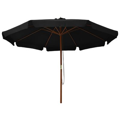 vidaXL Outdoor Parasol with Wooden Pole 330 cm Black