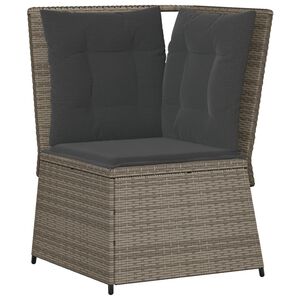 vidaXL Garden Sofa Corner with Cushions Grey Poly Rattan