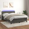 vidaXL Box Spring Bed with Mattress&LED Dark Grey 137x187 cm Double Size Velvet