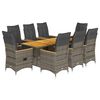 vidaXL 9 Piece Garden Dining Set with Cushions Grey Poly Rattan