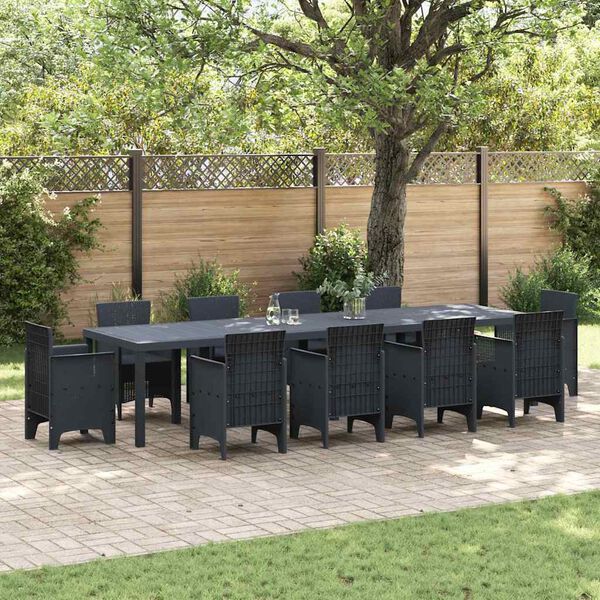 vidaXL Garden Dining Table Anthracite 350 x 100 x 73 cm Poly Rattan