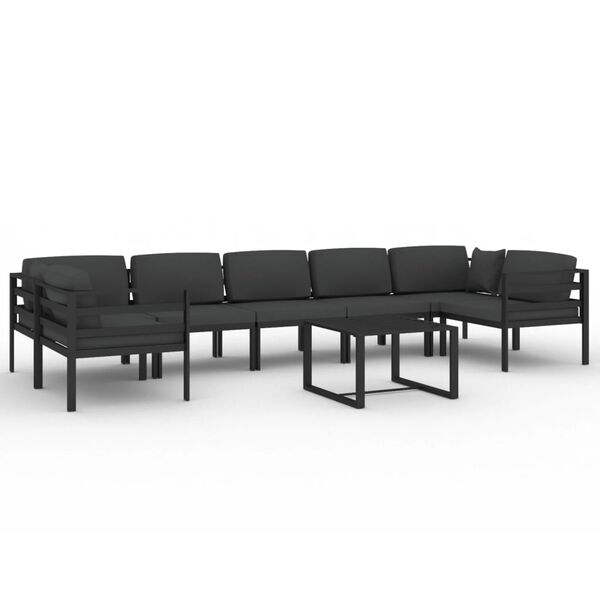 vidaXL 8 Piece Garden Lounge Set with Cushions Aluminium Anthracite