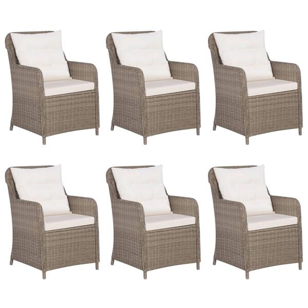 vidaXL 7 Piece Garden Dining Set Poly Rattan Brown
