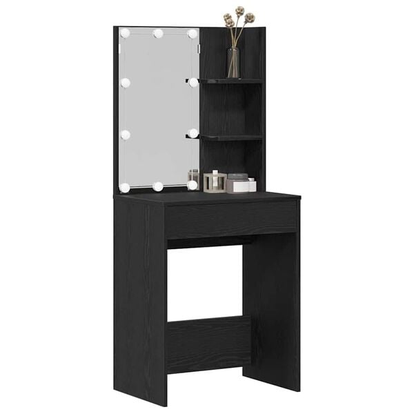 vidaXL Dressing Table Black Oak 60 x 40 x 140 cm Engineered Wood