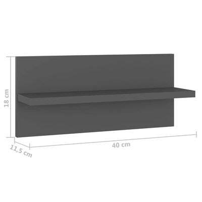 vidaXL Wall Shelf 4 pcs Grey 40x11.5x18 cm Engineered Wood