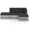 vidaXL 4 Piece Garden Lounge Set with Cushions Solid Pinewood