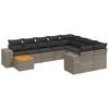 vidaXL 10 Piece Garden Sofa Set with Cushions Grey Poly Rattan