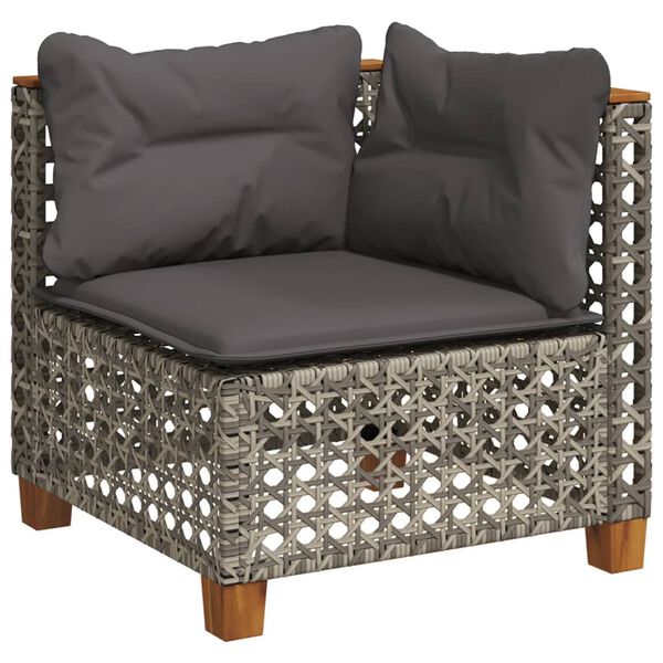 vidaXL 7 Piece Garden Sofa Set with Cushions Grey Poly Rattan