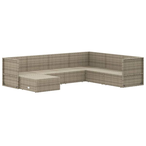 vidaXL 7 Piece Garden Lounge Set with Cushions Grey Poly Rattan