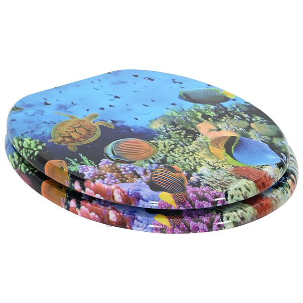 vidaXL Soft-Close Toilet Seat Deep Sea Blue 44 x 38 cm MDF board