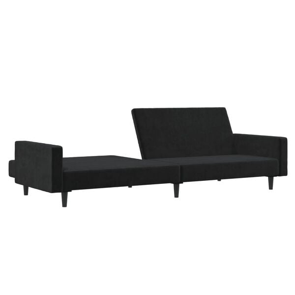vidaXL 2-Seater Sofa Bed Black Velvet
