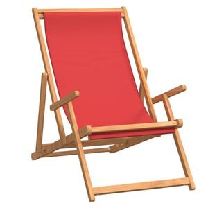 vidaXL Folding Chair Solid Wood Teak Red