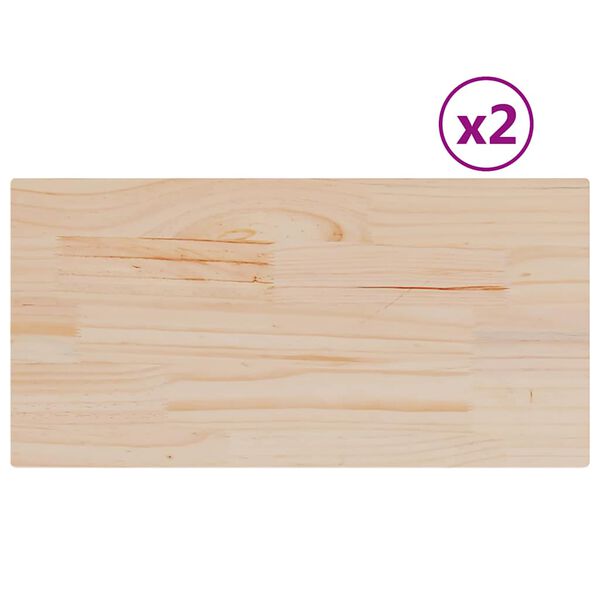 vidaXL Table Tops 2 pcs 90x45x1.7 cm Rectangular Solid Wood Pine