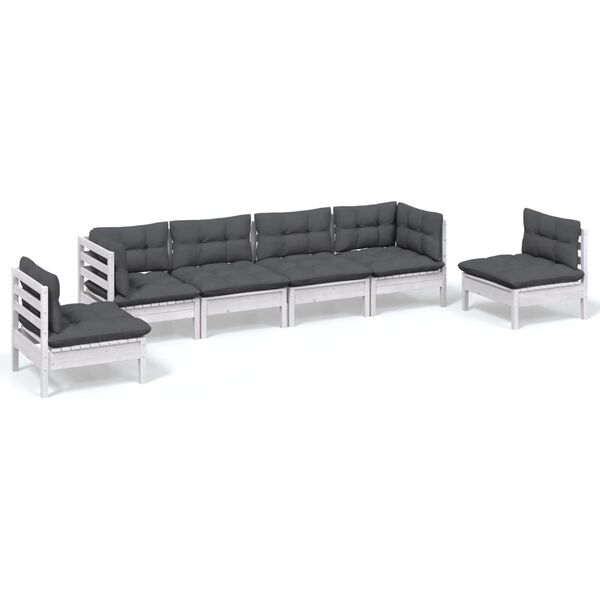 vidaXL 6 Piece Garden Lounge Set with Cushions Solid Pinewood