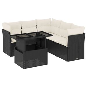 vidaXL 6 Piece Garden Sofa Set with Cushions Black Poly Rattan
