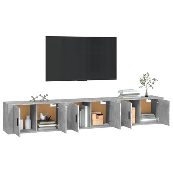 vidaXL Wall-mounted TV Cabinets 3 pcs Concrete Grey 80x34.5x40 cm