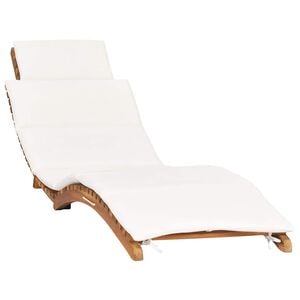 vidaXL Folding Sun Lounger with Cream White Cushion Solid Teak Wood