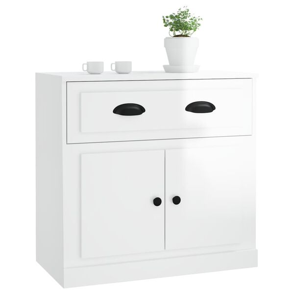 vidaXL Sideboard High Gloss White 70x35.5x67.5 cm Engineered Wood