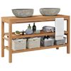 vidaXL Bathroom Vanity Cabinet Solid Teak with Riverstone Sinks