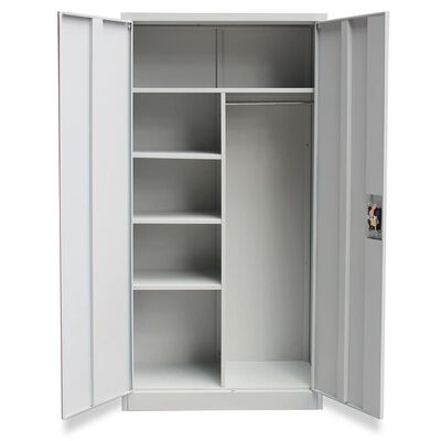 vidaXL Locker Cabinet 2 Doors Grey Metal