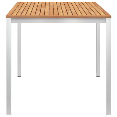 vidaXL Garden Dining Table 140x80x75 cm Solid Teak Wood and Stainless Steel