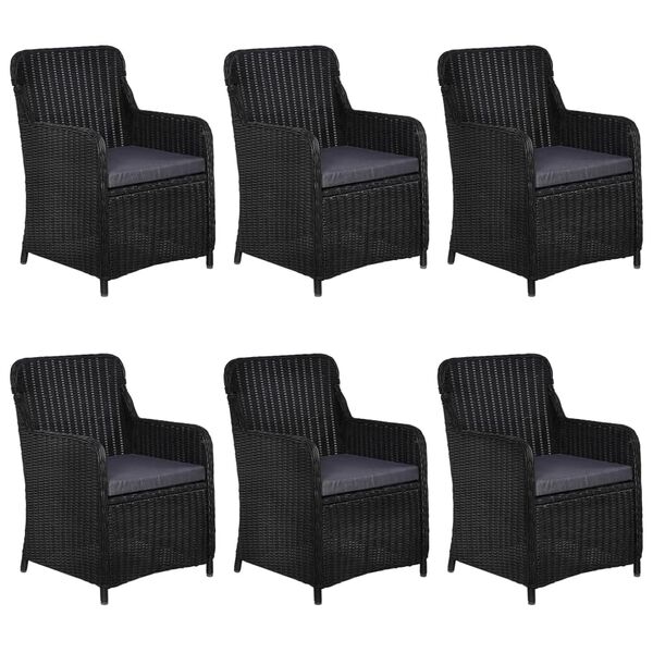 vidaXL 7 Piece Outdoor Dining Set Poly Rattan Black
