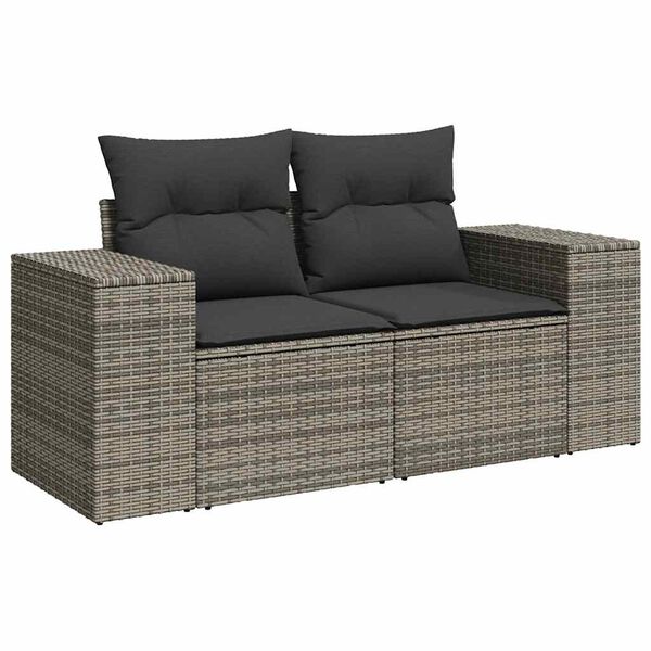 vidaXL 8 Piece Garden Sofa Set with Cushions Grey Poly Rattan